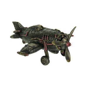 Steampunk Style Bronze Finish Single Propeller Airplane Statue